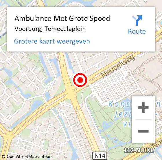 Locatie op kaart van de 112 melding: Ambulance Met Grote Spoed Naar Voorburg, Temeculaplein op 24 april 2022 06:54