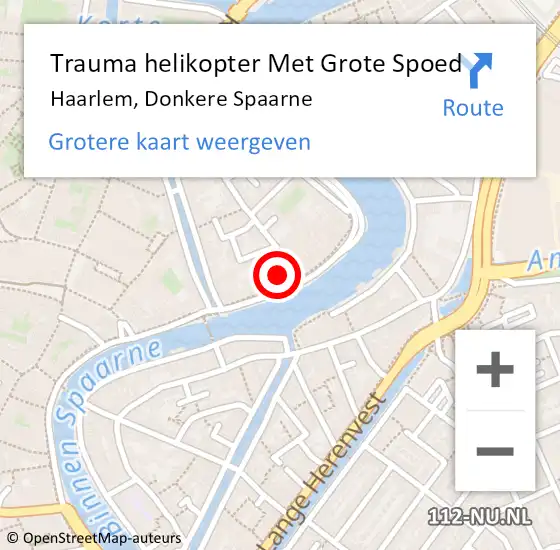 Locatie op kaart van de 112 melding: Trauma helikopter Met Grote Spoed Naar Haarlem, Donkere Spaarne op 24 april 2022 07:00