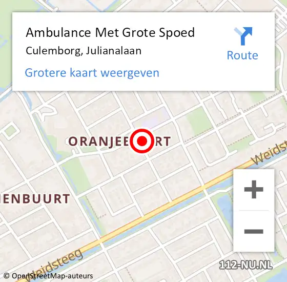 Locatie op kaart van de 112 melding: Ambulance Met Grote Spoed Naar Culemborg, Julianalaan op 24 april 2022 07:32