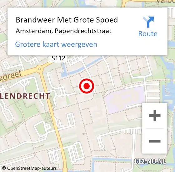 Locatie op kaart van de 112 melding: Brandweer Met Grote Spoed Naar Amsterdam-Zuidoost, Papendrechtstraat op 24 april 2022 07:42