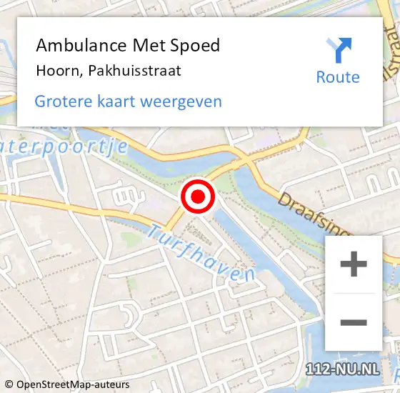 Locatie op kaart van de 112 melding: Ambulance Met Spoed Naar Hoorn, Pakhuisstraat op 24 april 2022 08:33