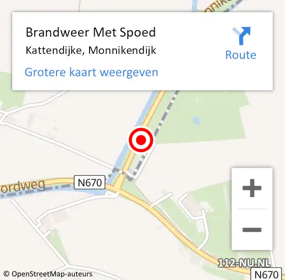 Locatie op kaart van de 112 melding: Brandweer Met Spoed Naar Kattendijke, Monnikendijk op 24 april 2022 08:57