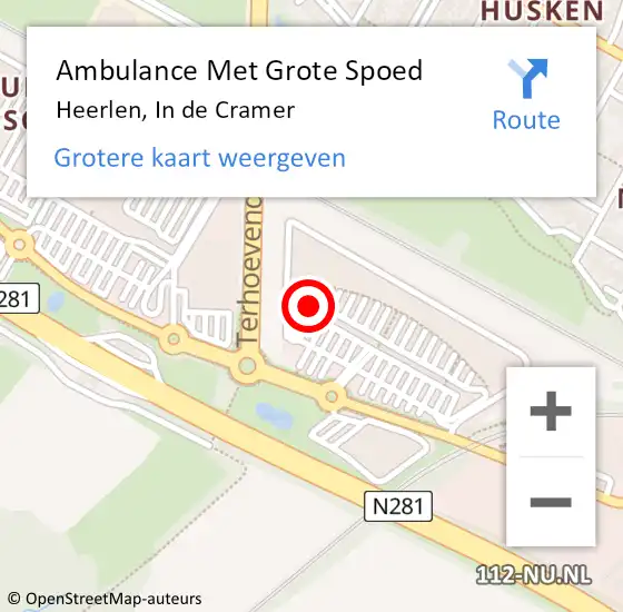 Locatie op kaart van de 112 melding: Ambulance Met Grote Spoed Naar Heerlen, In de Cramer op 24 april 2022 09:01