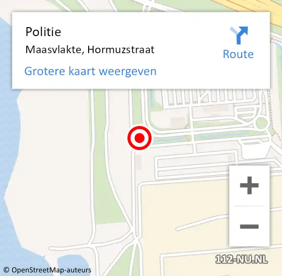 Locatie op kaart van de 112 melding: Politie Maasvlakte, Hormuzstraat op 24 april 2022 09:30