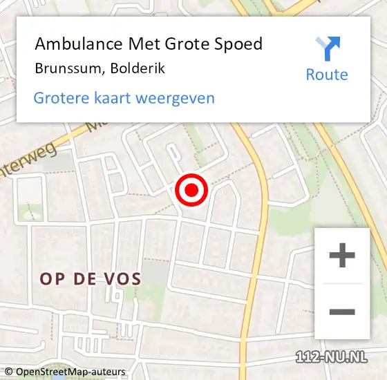 Locatie op kaart van de 112 melding: Ambulance Met Grote Spoed Naar Brunssum, Bolderik op 24 april 2022 09:40