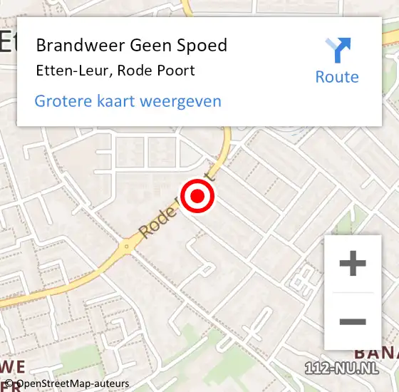 Locatie op kaart van de 112 melding: Brandweer Geen Spoed Naar Etten-Leur, Rode Poort op 24 april 2022 09:41