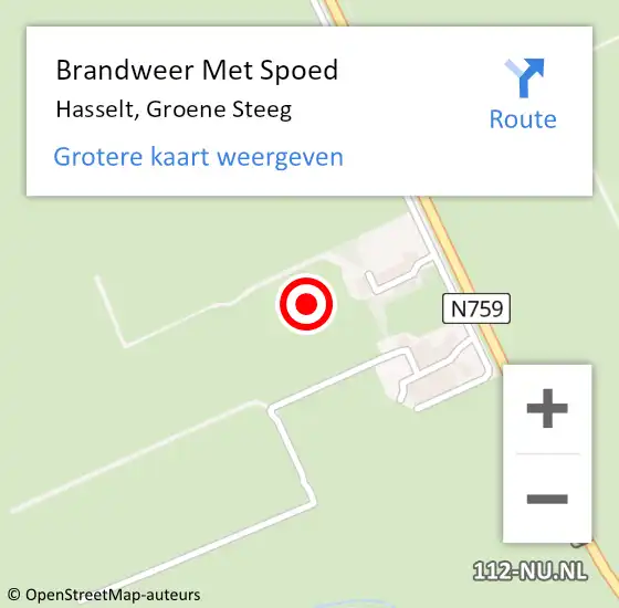 Locatie op kaart van de 112 melding: Brandweer Met Spoed Naar Hasselt, Groene Steeg op 24 april 2022 10:10