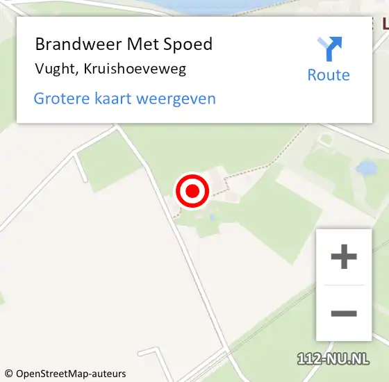 Locatie op kaart van de 112 melding: Brandweer Met Spoed Naar Vught, Kruishoeveweg op 24 april 2022 10:22