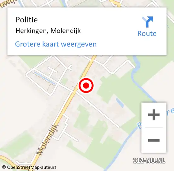 Locatie op kaart van de 112 melding: Politie Herkingen, Molendijk op 24 april 2022 10:37
