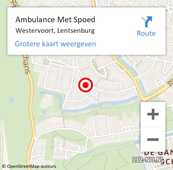 Locatie op kaart van de 112 melding: Ambulance Met Spoed Naar Westervoort, Lentsenburg op 24 april 2022 10:39