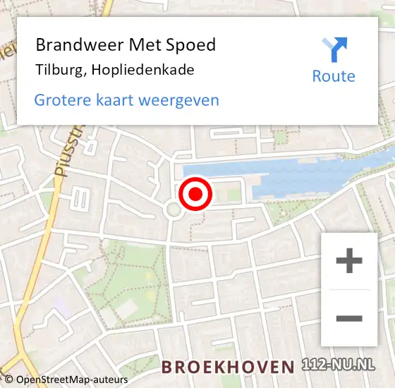 Locatie op kaart van de 112 melding: Brandweer Met Spoed Naar Tilburg, Hopliedenkade op 24 april 2022 10:44