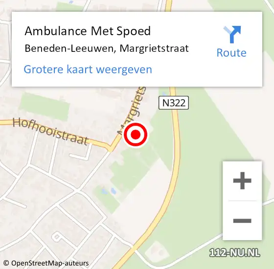 Locatie op kaart van de 112 melding: Ambulance Met Spoed Naar Beneden-Leeuwen, Margrietstraat op 24 april 2022 11:10