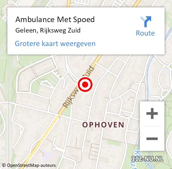 Locatie op kaart van de 112 melding: Ambulance Met Spoed Naar Geleen, Rijksweg Zuid op 24 april 2022 11:17