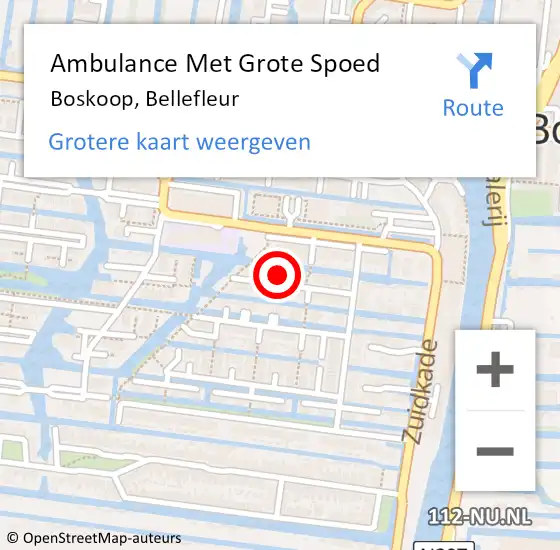 Locatie op kaart van de 112 melding: Ambulance Met Grote Spoed Naar Boskoop, Bellefleur op 24 april 2022 11:47