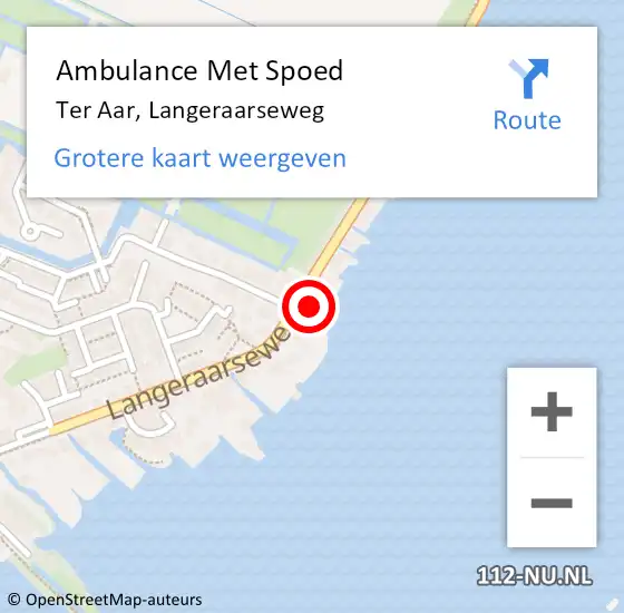 Locatie op kaart van de 112 melding: Ambulance Met Spoed Naar Ter Aar, Langeraarseweg op 15 juli 2014 12:46