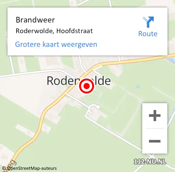 Locatie op kaart van de 112 melding: Brandweer Roderwolde, Hoofdstraat op 24 april 2022 11:54