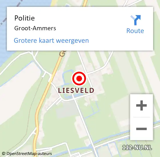 Locatie op kaart van de 112 melding: Politie Groot-Ammers op 24 april 2022 12:05