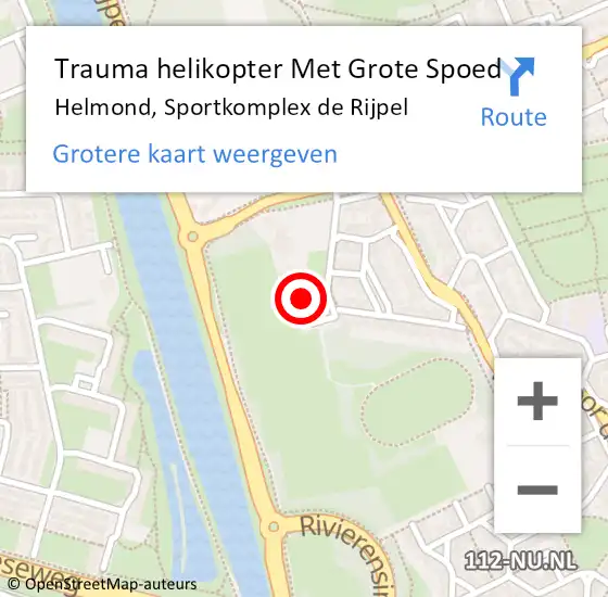 Locatie op kaart van de 112 melding: Trauma helikopter Met Grote Spoed Naar Helmond, Sportkomplex de Rijpel op 24 april 2022 12:08