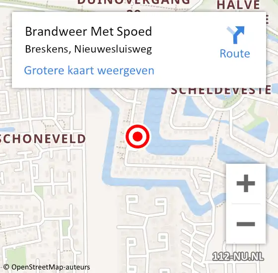Locatie op kaart van de 112 melding: Brandweer Met Spoed Naar Breskens, Nieuwesluisweg op 24 april 2022 12:31