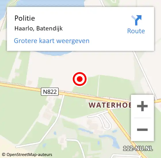 Locatie op kaart van de 112 melding: Politie Haarlo, Batendijk op 24 april 2022 12:41