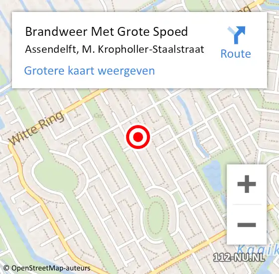 Locatie op kaart van de 112 melding: Brandweer Met Grote Spoed Naar Assendelft, M. Kropholler-Staalstraat op 24 april 2022 12:41