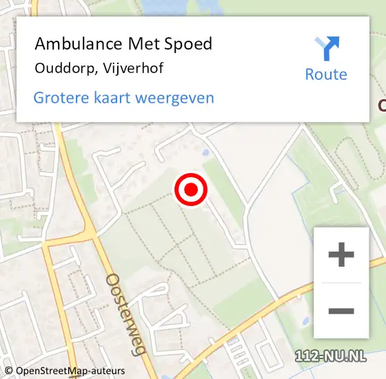 Locatie op kaart van de 112 melding: Ambulance Met Spoed Naar Ouddorp, Vijverhof op 24 april 2022 12:42