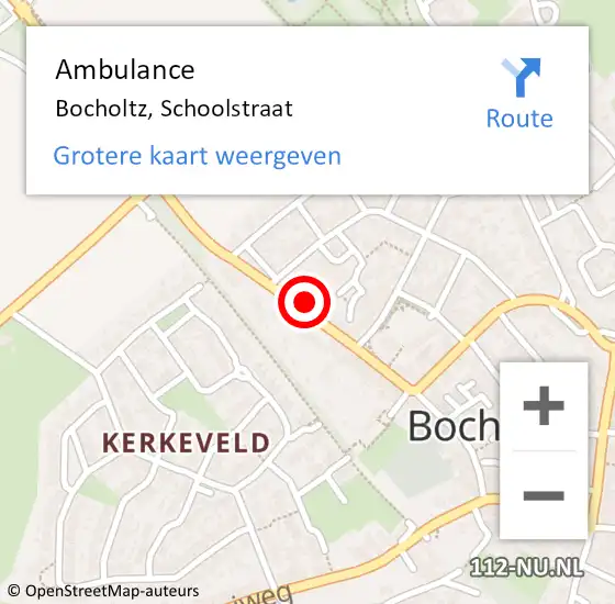 Locatie op kaart van de 112 melding: Ambulance Bocholtz, Schoolstraat op 15 juli 2014 12:51