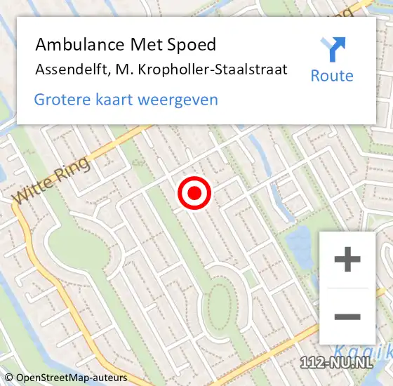 Locatie op kaart van de 112 melding: Ambulance Met Spoed Naar Assendelft, M. Kropholler-Staalstraat op 24 april 2022 12:57