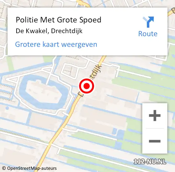 Locatie op kaart van de 112 melding: Politie Met Grote Spoed Naar De Kwakel, Drechtdijk op 24 april 2022 13:07