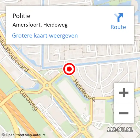Locatie op kaart van de 112 melding: Politie Amersfoort, Heideweg op 24 april 2022 13:18