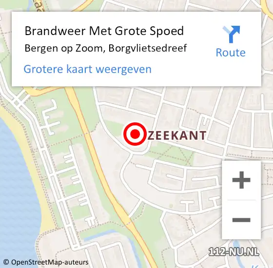 Locatie op kaart van de 112 melding: Brandweer Met Grote Spoed Naar Bergen op Zoom, Borgvlietsedreef op 24 april 2022 13:33