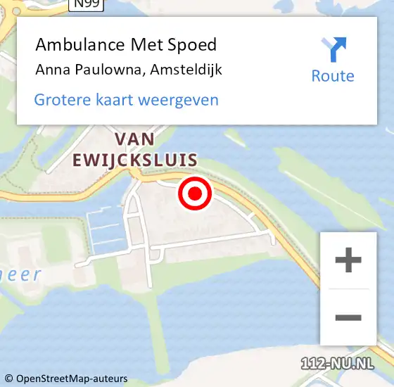 Locatie op kaart van de 112 melding: Ambulance Met Spoed Naar Anna Paulowna, Amsteldijk op 24 april 2022 13:42