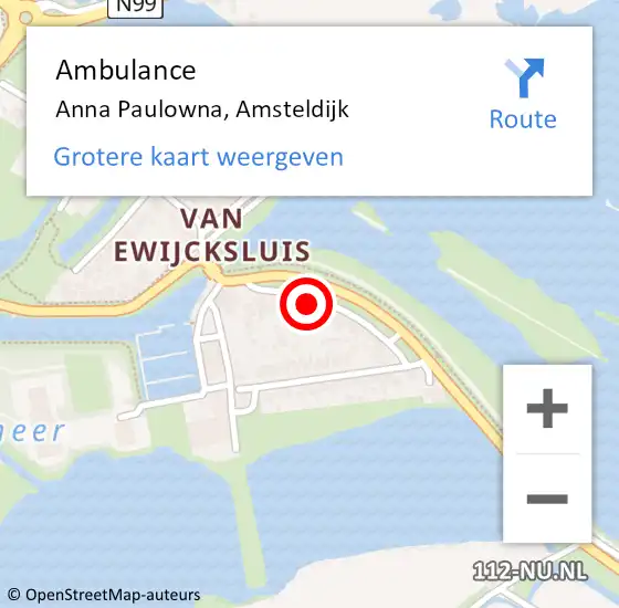 Locatie op kaart van de 112 melding: Ambulance Anna Paulowna, Amsteldijk op 24 april 2022 13:42