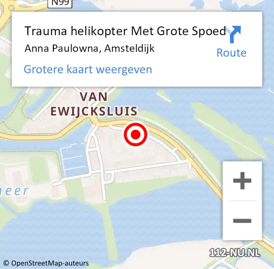 Locatie op kaart van de 112 melding: Trauma helikopter Met Grote Spoed Naar Anna Paulowna, Amsteldijk op 24 april 2022 13:46