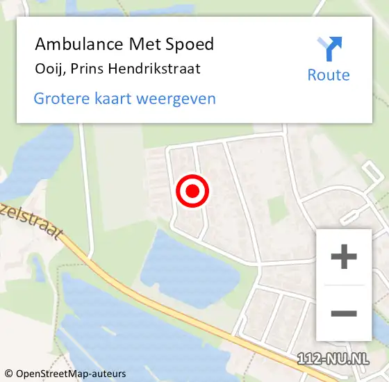 Locatie op kaart van de 112 melding: Ambulance Met Spoed Naar Ooij, Prins Hendrikstraat op 24 april 2022 13:47