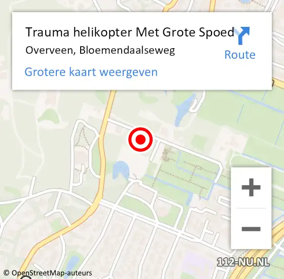 Locatie op kaart van de 112 melding: Trauma helikopter Met Grote Spoed Naar Overveen, Bloemendaalseweg op 24 april 2022 13:54
