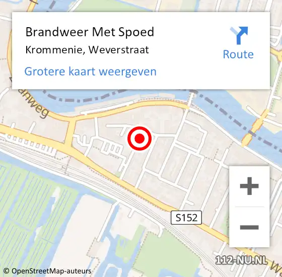 Locatie op kaart van de 112 melding: Brandweer Met Spoed Naar Krommenie, Weverstraat op 24 april 2022 13:55