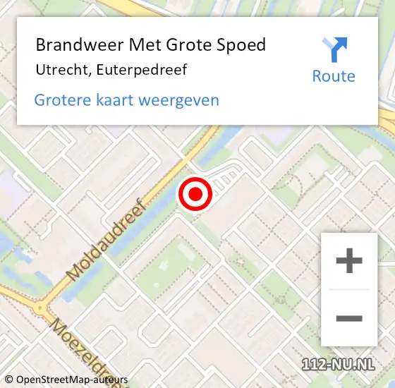 Locatie op kaart van de 112 melding: Brandweer Met Grote Spoed Naar Utrecht, Euterpedreef op 24 april 2022 13:59