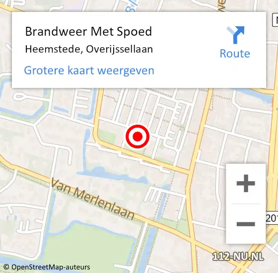 Locatie op kaart van de 112 melding: Brandweer Met Spoed Naar Heemstede, Overijssellaan op 24 april 2022 14:05