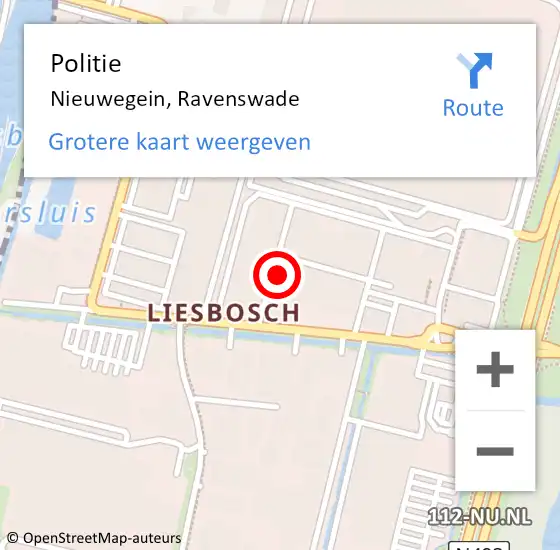 Locatie op kaart van de 112 melding: Politie Nieuwegein, Ravenswade op 24 april 2022 14:09