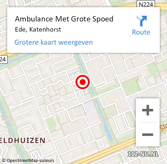 Locatie op kaart van de 112 melding: Ambulance Met Grote Spoed Naar Ede, Katenhorst op 24 april 2022 14:10