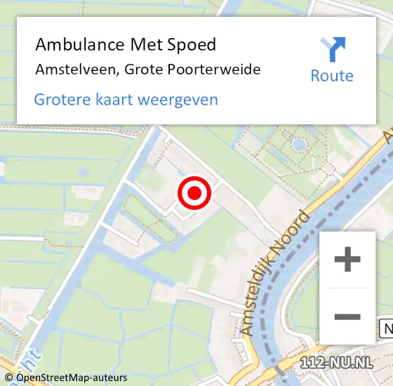 Locatie op kaart van de 112 melding: Ambulance Met Spoed Naar Amstelveen, Grote Poorterweide op 24 april 2022 14:11