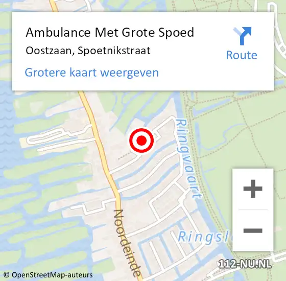 Locatie op kaart van de 112 melding: Ambulance Met Grote Spoed Naar Oostzaan, Spoetnikstraat op 24 april 2022 14:19