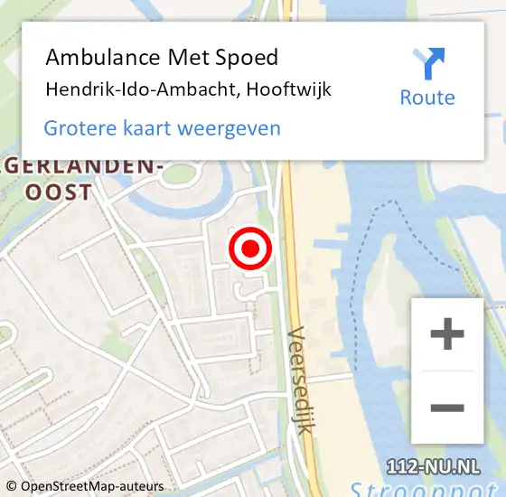 Locatie op kaart van de 112 melding: Ambulance Met Spoed Naar Hendrik-Ido-Ambacht, Hooftwijk op 24 april 2022 14:21
