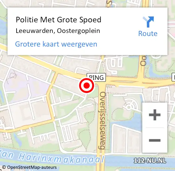 Locatie op kaart van de 112 melding: Politie Met Grote Spoed Naar Leeuwarden, Oostergoplein op 24 april 2022 14:21