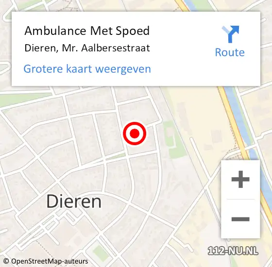 Locatie op kaart van de 112 melding: Ambulance Met Spoed Naar Dieren, Mr. Aalbersestraat op 24 april 2022 14:25