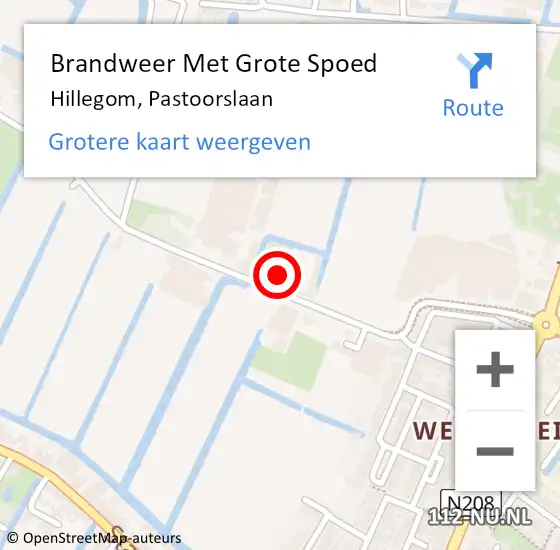 Locatie op kaart van de 112 melding: Brandweer Met Grote Spoed Naar Hillegom, Pastoorslaan op 24 april 2022 14:43