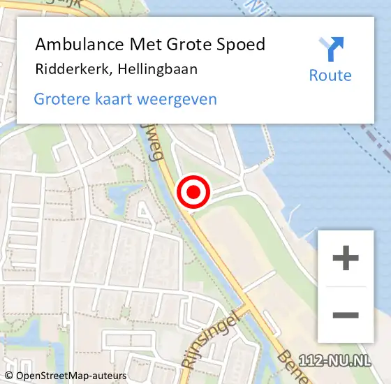 Locatie op kaart van de 112 melding: Ambulance Met Grote Spoed Naar Ridderkerk, Hellingbaan op 24 april 2022 14:47