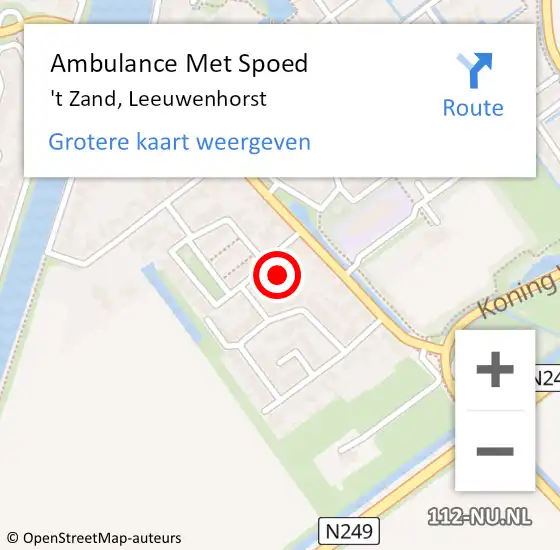 Locatie op kaart van de 112 melding: Ambulance Met Spoed Naar 't Zand, Leeuwenhorst op 24 april 2022 14:50