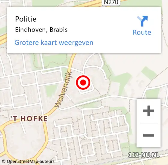 Locatie op kaart van de 112 melding: Politie Eindhoven, Brabis op 24 april 2022 14:54